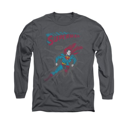 Superman Shirt It Tickles Long Sleeve Charcoal Tee T-Shirt