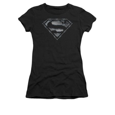 Superman Shirt Juniors Barbed Wire Black T-Shirt