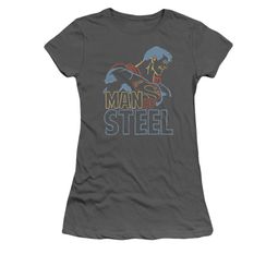 Superman Shirt Juniors Colored Lines Charcoal T-Shirt Superman Shirt Juniors Colored Lines Charcoal T-Shirt