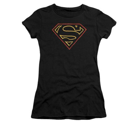 Superman Shirt Juniors Colored Shield Black T-Shirt