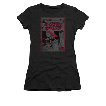 Superman Shirt Juniors Comic #23 Black T-Shirt