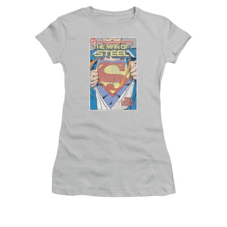 Superman Shirt Juniors Comic No.1 Silver T-Shirt