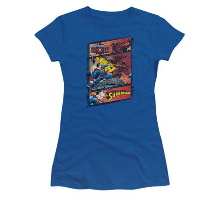 Superman Shirt Juniors Comic Strip Royal Blue T-Shirt