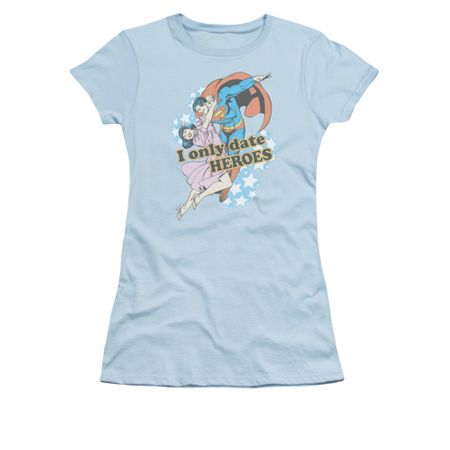 Superman Shirt Juniors Date Heroes Light Blue T-Shirt