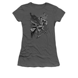 Superman Shirt Juniors Fight And Flight Charcoal T-Shirt Superman Shirt Juniors Fight And Flight Charcoal T-Shirt