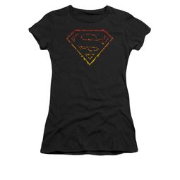 Superman Shirt Juniors Flame Outlined Black T-Shirt Superman Shirt Juniors Flame Outlined Black T-Shirt