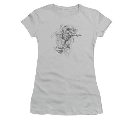 Superman Shirt Juniors Flex Flying Silver T-Shirt