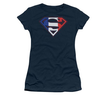 Superman Shirt Juniors French Shield Navy T-Shirt