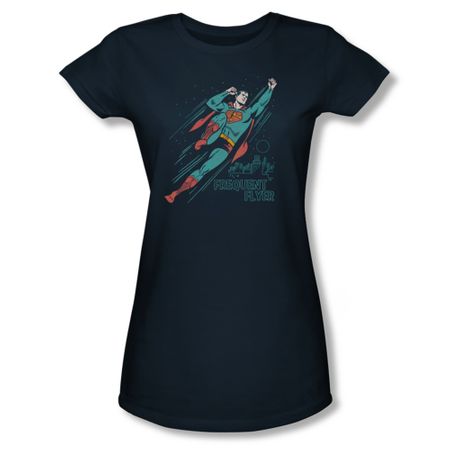Superman Shirt Juniors Frequent Flyer Navy T-Shirt