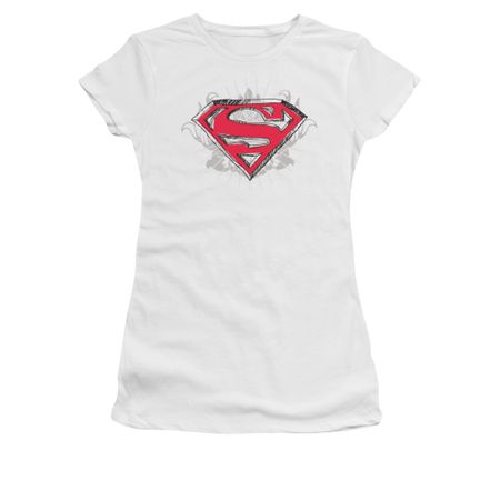 Superman Shirt Juniors Hastily Drawn White T-Shirt