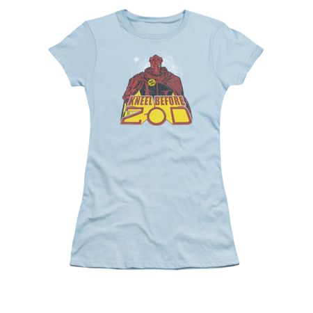 Superman Shirt Juniors Kneel Before Light Blue T-Shirt