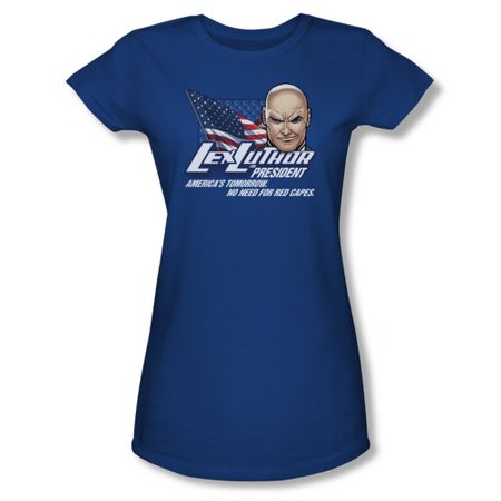 Superman Shirt Juniors Lex Luthor For President Royal Blue T-Shirt