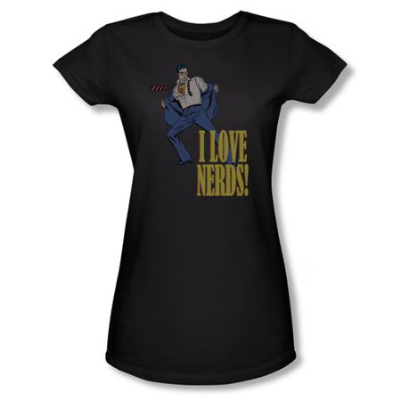 Superman Shirt Juniors Love Nerds Black T-Shirt