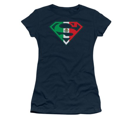 Superman Shirt Juniors Mexican Shield Navy T-Shirt