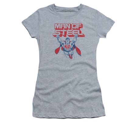 Superman Shirt Juniors Retro Steel Athletic Heather T-Shirt