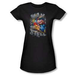 Superman Shirt Juniors Ripping Steel Black T-Shirt Superman Shirt Juniors Ripping Steel Black T-Shirt