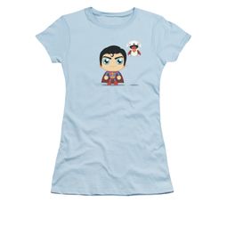 Superman Shirt Juniors Round Drawing Light Blue T-Shirt