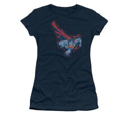 Superman Shirt Juniors Scribble And Soar Navy T-Shirt