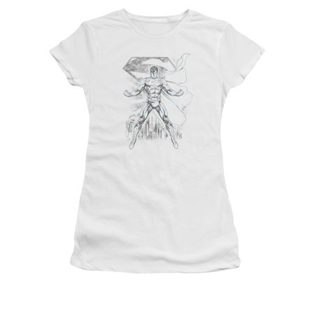 Superman Shirt Juniors Sketch White T-Shirt