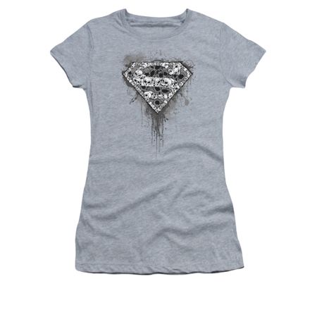 Superman Shirt Juniors Skull Shield Athletic Heather T-Shirt
