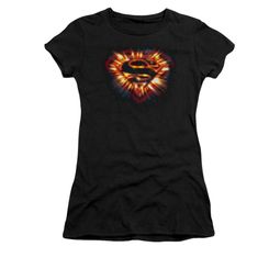 Superman Shirt Juniors Space Burst Shield Black T-Shirt Superman Shirt Juniors Space Burst Shield Black T-Shirt