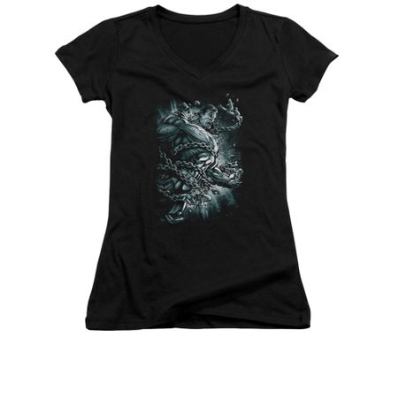 Superman Shirt Juniors V Neck Break Free Black T-Shirt