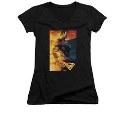 Superman Shirt Juniors V Neck Fireproof Black T-Shirt Superman Shirt Juniors V Neck Fireproof Black T-Shirt