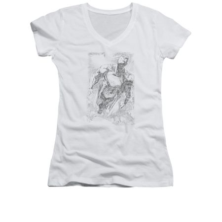 Superman Shirt Juniors V Neck Flying Sketch White T-Shirt