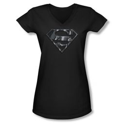 Superman Shirt Juniors V Neck Mech Shield Black T-Shirt Superman Shirt Juniors V Neck Mech Shield Black T-Shirt