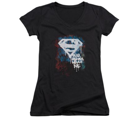 Superman Shirt Juniors V Neck Never Die Black T-Shirt