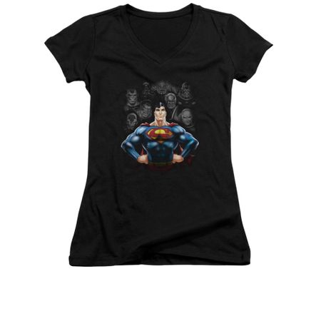 Superman Shirt Juniors V Neck Villians Black T-Shirt