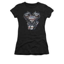 Superman Shirt Juniors V Twin Logo Black T-Shirt Superman Shirt Juniors V Twin Logo Black T-Shirt