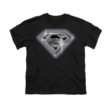 Superman Shirt Kids Bling Shield Black T-Shirt