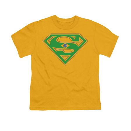 Superman Shirt Kids Brazil Shield Gold T-Shirt