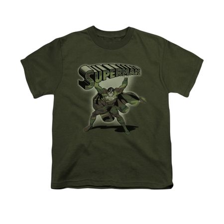 Superman Shirt Kids Camo Colored Military Green T-Shirt