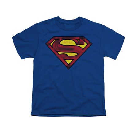 Superman Shirt Kids Charcoal Shield Royal Blue T-Shirt