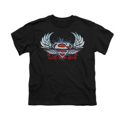 Superman Shirt Kids Chrome Wings Black T-Shirt
