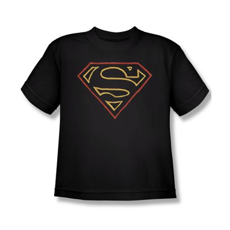 Superman Shirt Kids Colored Shield Black T-Shirt