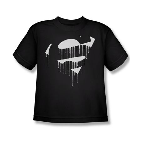 Superman Shirt Kids Dripping Shield Black T-Shirt