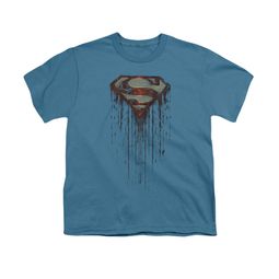Superman Shirt Kids Dripping Shield Slate T-Shirt