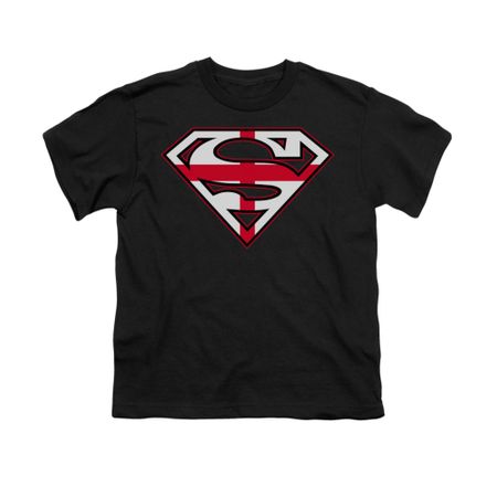 Superman Shirt Kids English Shield Black T-Shirt