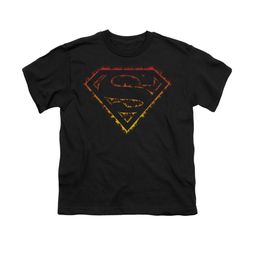 Superman Shirt Kids Flame Outlined Black T-Shirt Superman Shirt Kids Flame Outlined Black T-Shirt