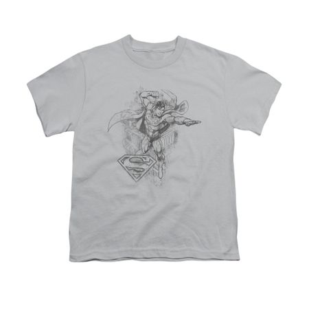 Superman Shirt Kids Flex Flying Silver T-Shirt