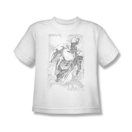 Superman Shirt Kids Flying Sketch White T-Shirt