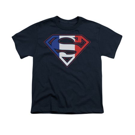 Superman Shirt Kids French Shield Navy T-Shirt
