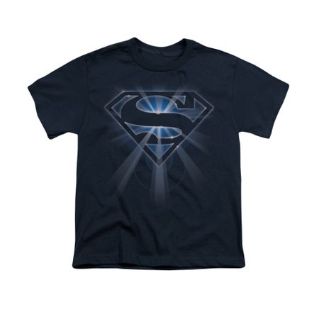 Superman Shirt Kids Glowing Shield Navy T-Shirt