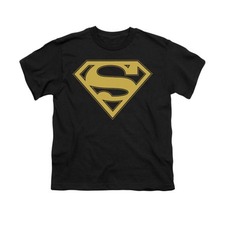Superman Shirt Kids Gold Shield Black T-Shirt