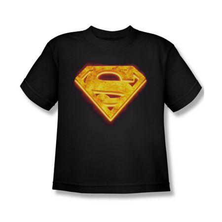 Superman Shirt Kids Hot Steel Shield Black T-Shirt