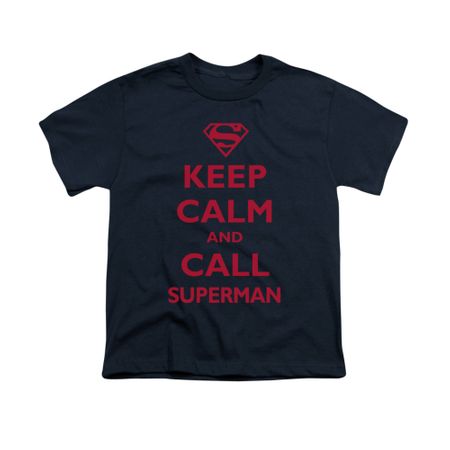 Superman Shirt Kids Keep Calm Navy T-Shirt