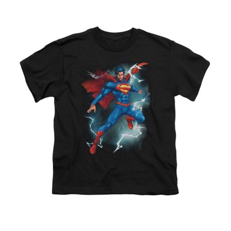 Superman Shirt Kids Lightning Black T-Shirt